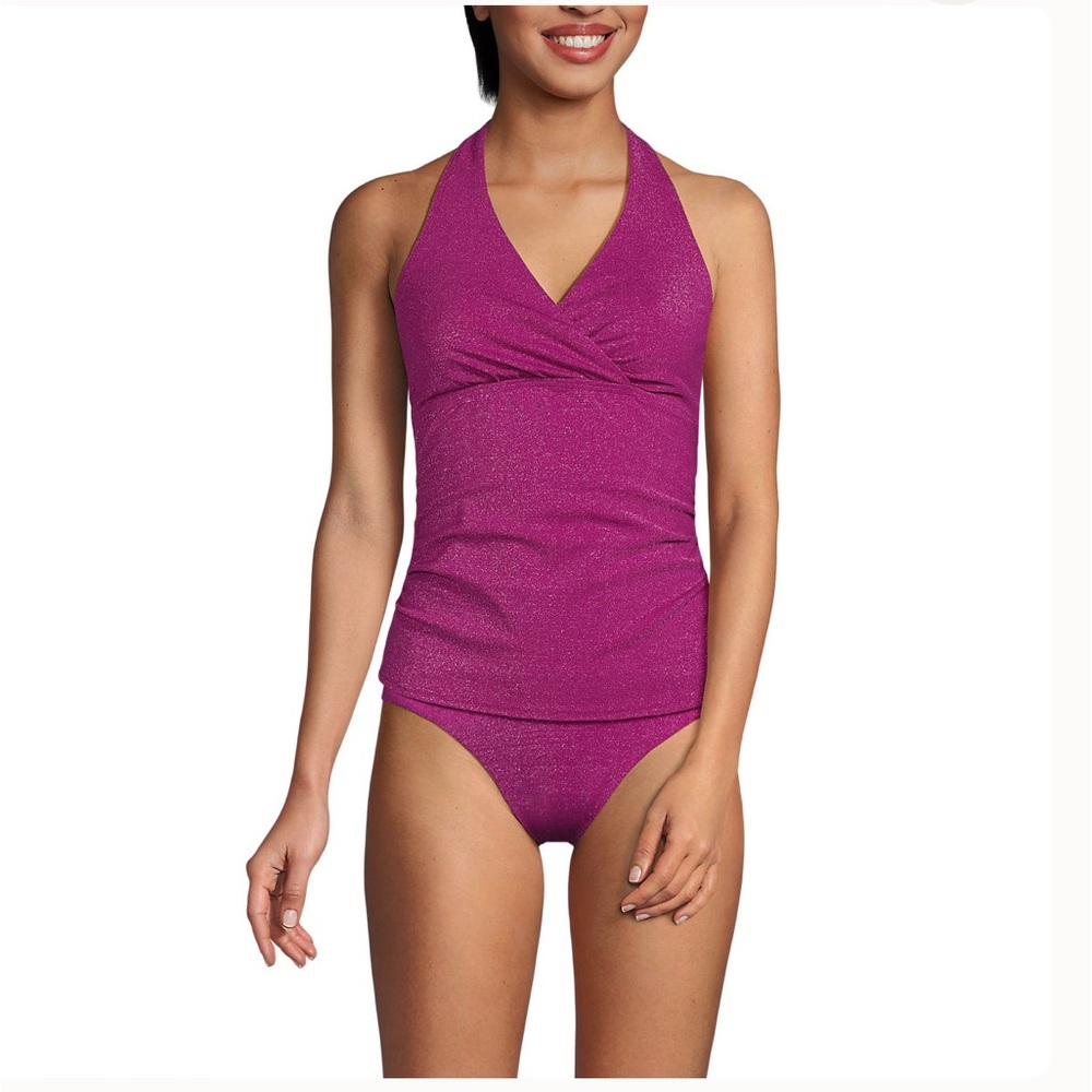 Lands end halter neck tankini Magenta Shine